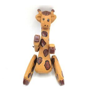 Giraffe Shelf Sitter Painted Jointed Small Vintage Wooden Toy 3.75 Inch Pins